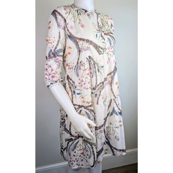 NEW Fairhope Babydoll Ruffled Sheer Boho Floral Dress 3/4 Sleeve Size Small - Picture 5 of 11
